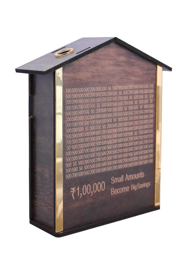 DEV STORE Wooden Money Saving Box | Cash Saver Money Box with Counting Target | ₹1,00,000 Savings Challenge Piggy Bank | Coin & Cash Bank for Boys, Girls and Adult | Durable & Eco-Friendly - Image 4